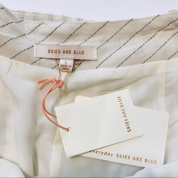 New! Skies Are Blue Linen Gingham Check Plaid High Waist Belted Paperbag Shorts - Picture 6 of 7